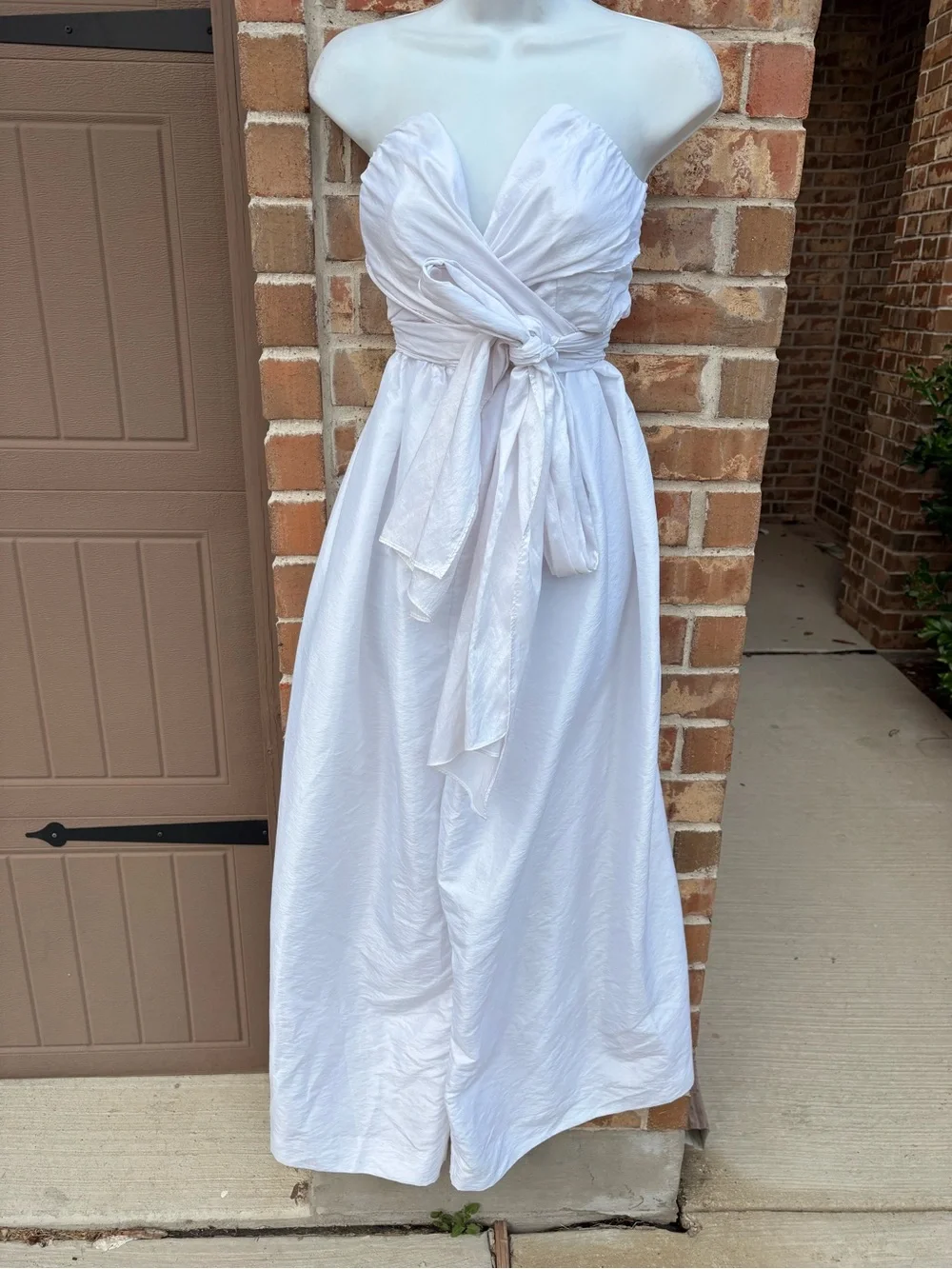 Free People Jade White Strapless Tie-Waist Wide-Leg Jumpsuit size Small - Picture 4 of 9